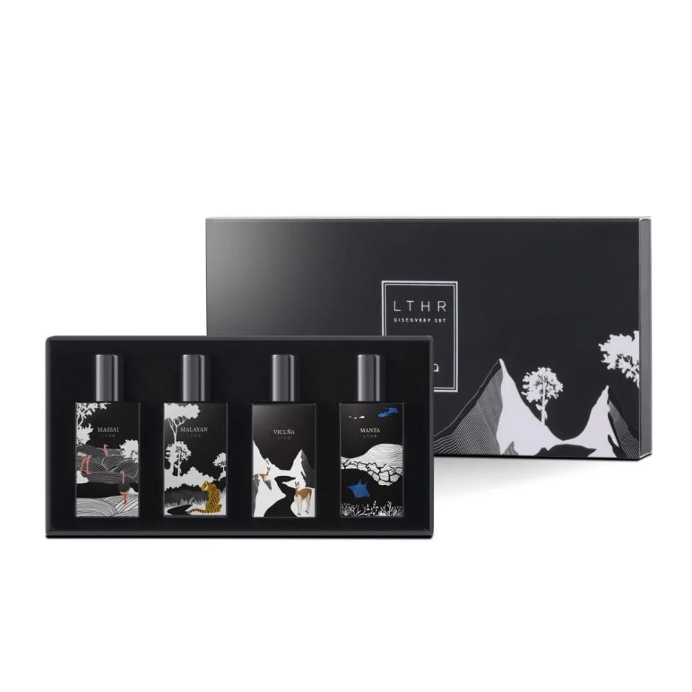 Ibrahim Al Qurashi Mini Leather Box, 4 × 10 ml